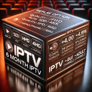 6 month IPTV subscription with activation of any type of application for streaming, supporting Android TV, Smart TVs, Fire Stick, and IPTV Smarters, offering HD streaming, live sports, VOD, and international channels.