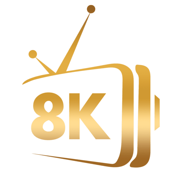 Strong IPTV. Best Affordable and Cheaper IPTV Subscription Provider.Gold stylized TV logo with 8K inscription for EXTREMEIPTVPRO, representing IPTV streaming in ultra-high definition.